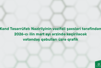 Kənd Təsərrüfatı Nazirliyinin vəzifəli şəxslərinin mart ayında bölgələrdə keçirəcəyi vətəndaş qəbullarının qrafiki təsdiqlənib